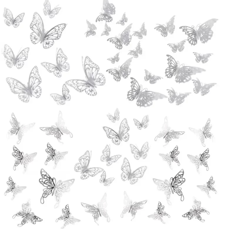 48 ks 3D motýli různé barvy na stěnu | dekorace na zeď, samolepky