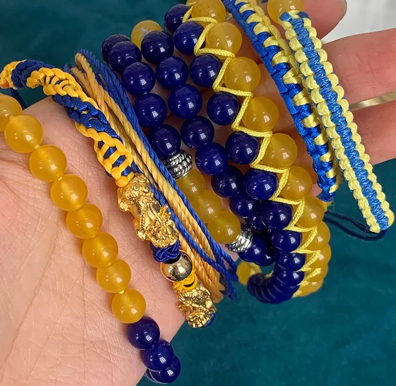 Náramek přátelství ukrajinská vlajka korálky | náramek, šperky