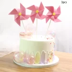 růžový větrný mlýn - 3 ks