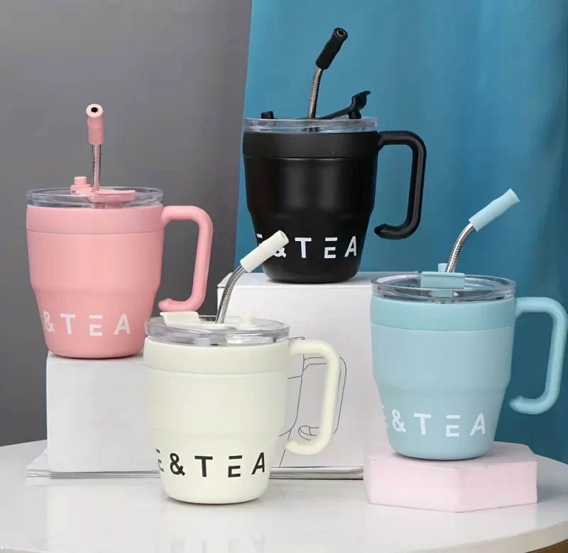 Nerezový cestovní hrnek s brčkem 480ml | hrnek, termoska