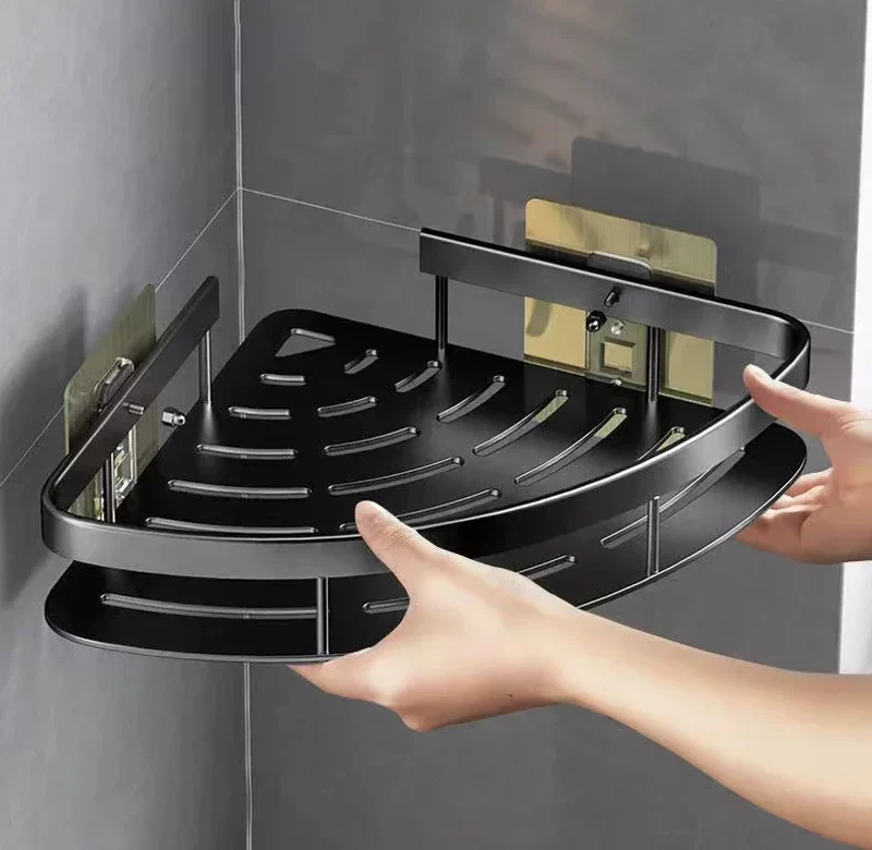 Koupelnová polička bez vrtání hliníková | organizér