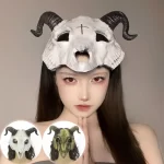 Kožená maska lebka s rohy | halloween maska, maska cosplay