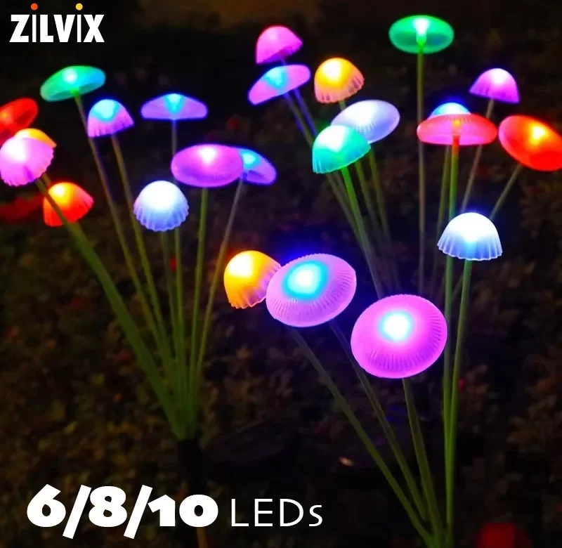 Led solární zahradní světla houbičky | solární světla, dekorace