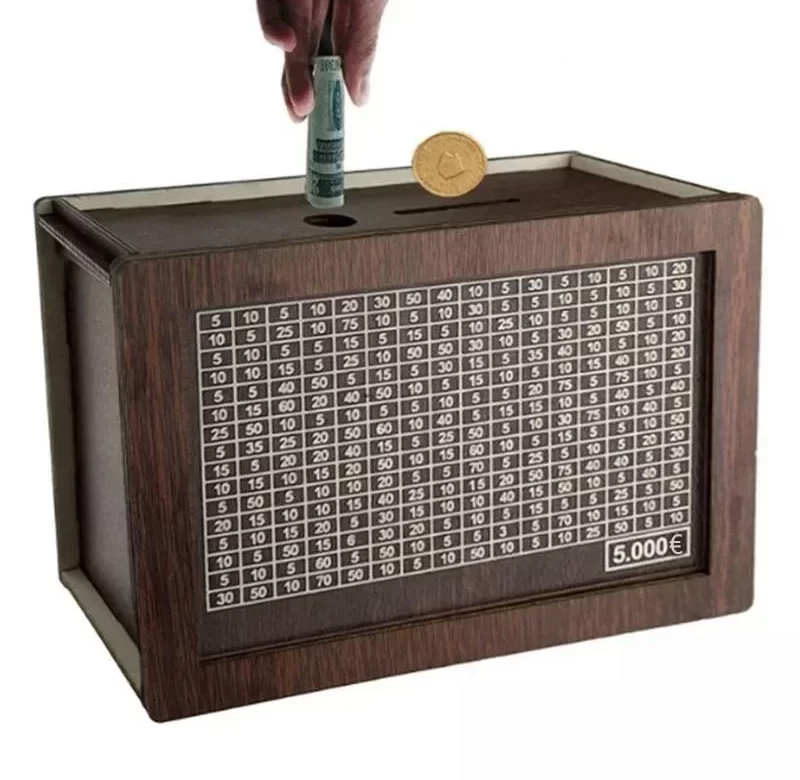 Euro dřevěná pokladnička na úspory | kasička | úložný box 3 ks