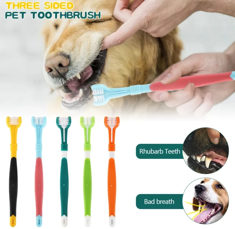 Trojitý zubní kartáček pro psy a kočky | chovatelská pomůcka