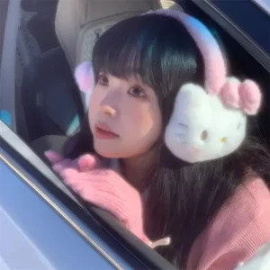 Hello kitty zimní klapky na uši | módní doplněk, zimní oblečení