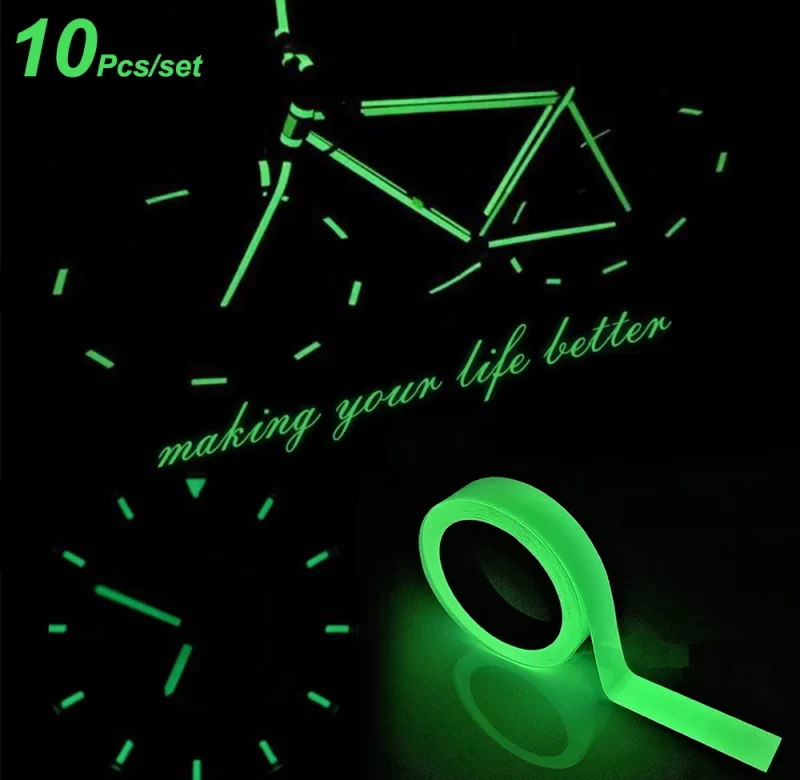 10 ks Svítící samolepicí zelená páska | dekorace