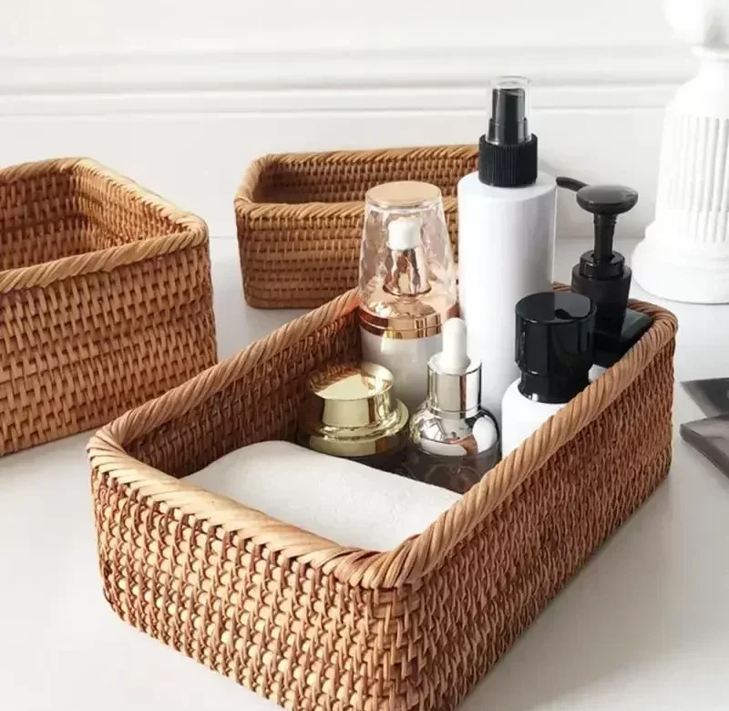 Proutěný obdélníkový ratanový koš na ovoce a pečivo | úložný koš, proutěný koš