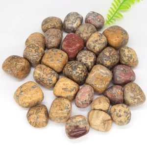 Žlutý leopard jaspis tromlovaný kámen | dekorace