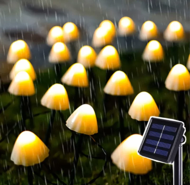 Solární LED zahradní světla houbičky | solární světla, zahradní dekorace