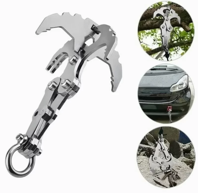 Skládací nerezový lezecký hák s karabinou | hák, vybavení