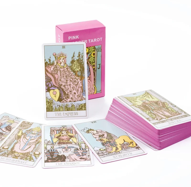 Růžové věštecké tarotové karty s průvodcem | věštecké karty, rodinná hra