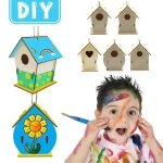 Přírodní dřevěná ptačí budka závěsná | dekorace 8 ks