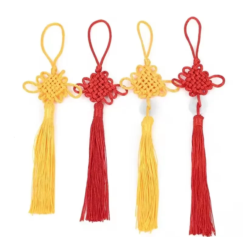 Ručně vyrobený čínský uzel se střapcem | novoroční dekorace, tradiční ozdoba