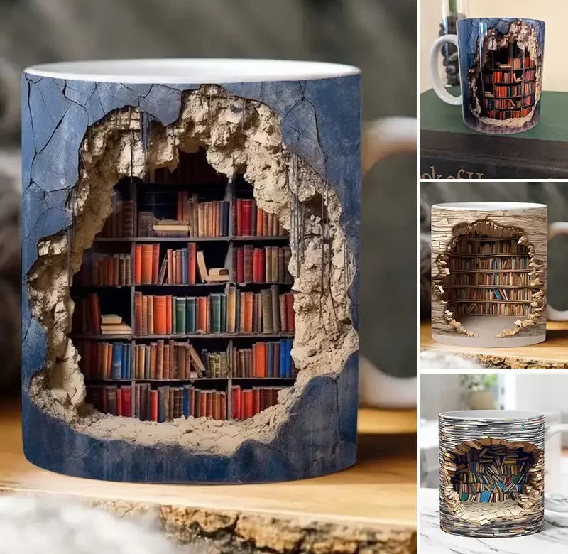 Kreativní 3D vánoční hrnek pro milovníky knih | hrnek šálek