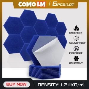 Akustické protihlukové panely hexagon | dekorace 6 ks