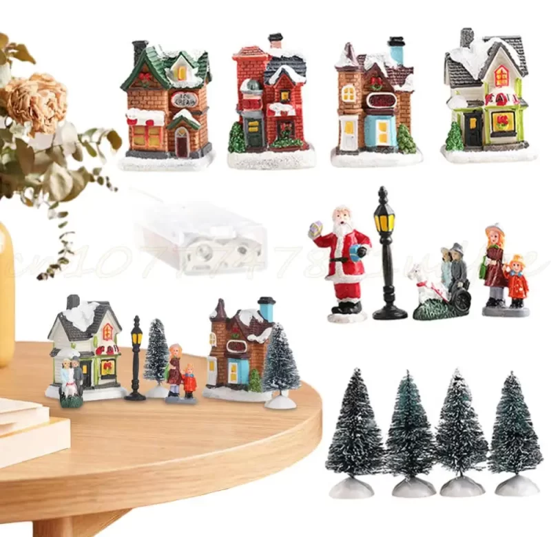 Vánoční vesnice mini figurky LED | dekorace, ozdoby