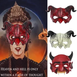 Démonická halloween maska s rohy | maska, kostým