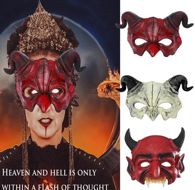 Démonická halloween maska s rohy | maska, kostým