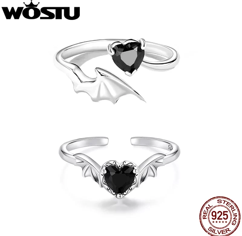 Stříbrný prsten černé srdce retro | šperk
