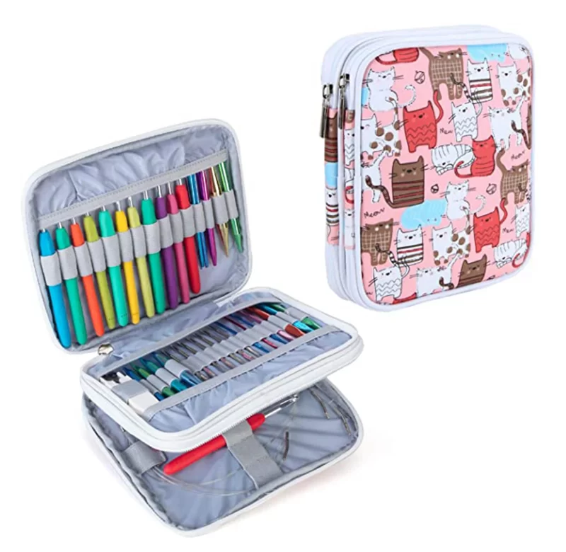 Pouzdro na háčky se zipem kočičí motiv | organizér