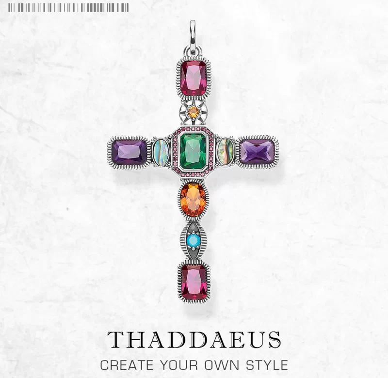 Stříbrný přívěsek kříž vintage barevný | šperk