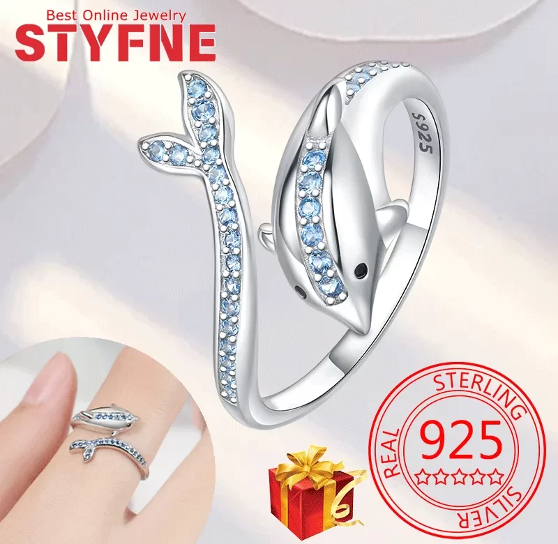 Stříbrný nastavitelný prsten delfín 925 | šperk