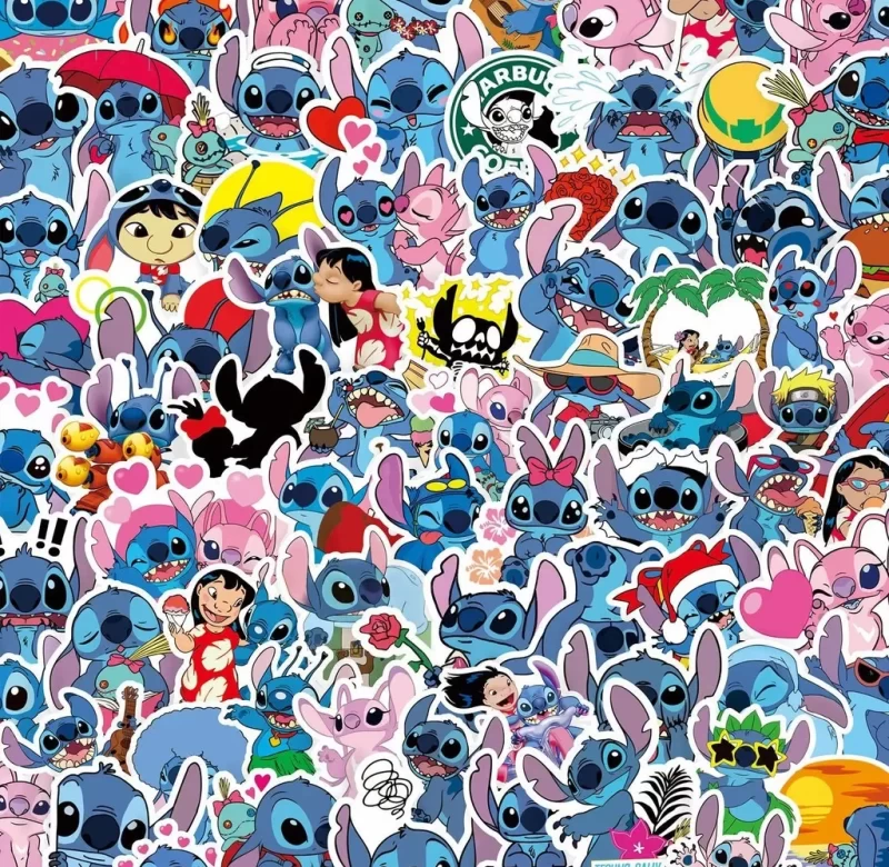 Anime samolepky stitch 100 kusů | dekorace