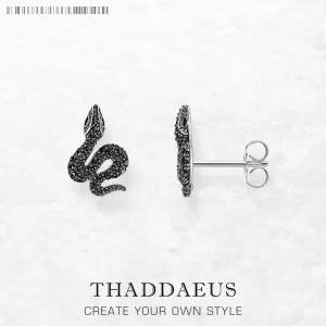 Stříbrné náušnice had s černým kamenem | šperk 2 ks