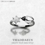 Stříbrný prsten vločka s tučňákem | šperk