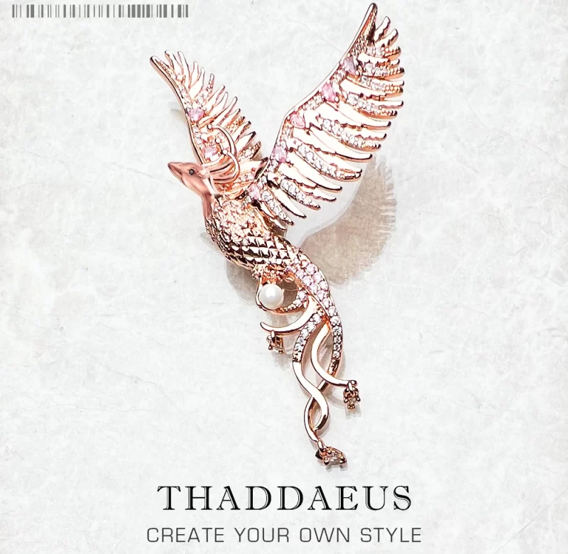 Růžový přívěsek fénix ze stříbra | šperk