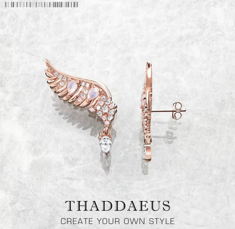 Růžové náušnice křídlo fénixe | šperk 2 ks