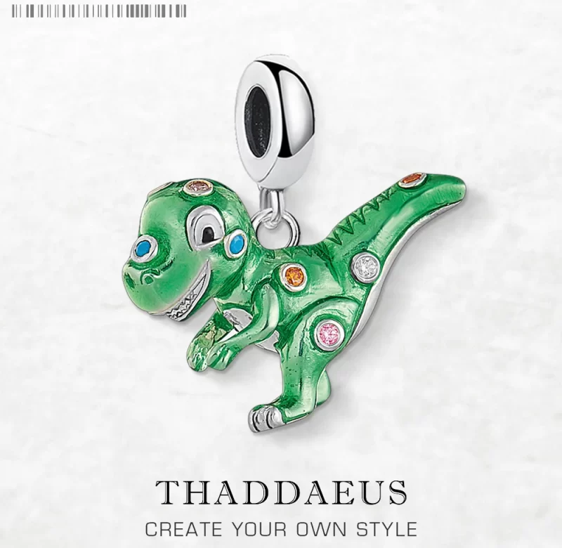 Stříbrný přívěsek zelený dinosaurus 925 | šperk