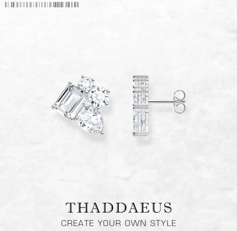 Stříbrné geometrické náušnice s kamenem | šperk 2 ks