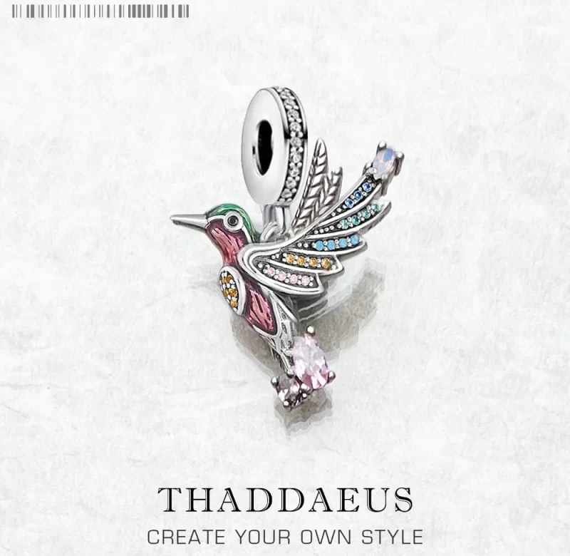 Barevný stříbrný přívěsek kolibřík 925 | šperk