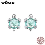 Stříbrné náušnice želva zelené mini | šperk 2 ks