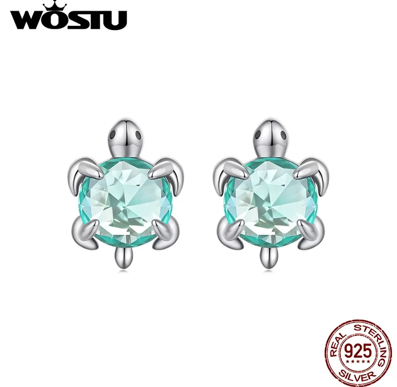 Stříbrné náušnice želva zelené mini | šperk 2 ks