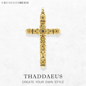 Přívěsek stříbrný kříž s černými kameny | šperk