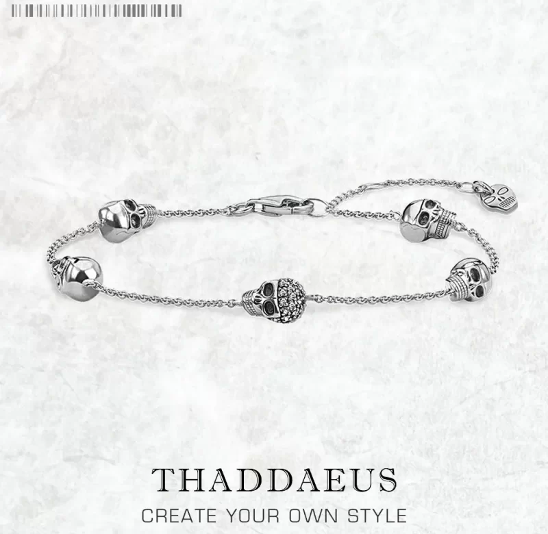 Stříbrný dámský náramek lebky | šperk