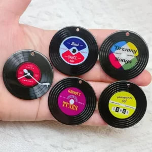Vinylové přívěsky retro hudba | Šperk 10 ks