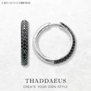 Stříbrné kruhové černé náušnice vintage | šperk 2 ks