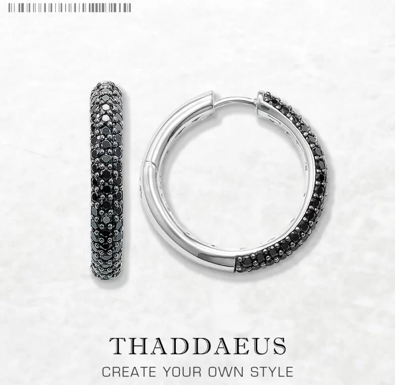 Stříbrné kruhové černé náušnice vintage | šperk 2 ks