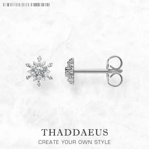 Stříbrné náušnice vločka se zirkony | šperk 2 ks