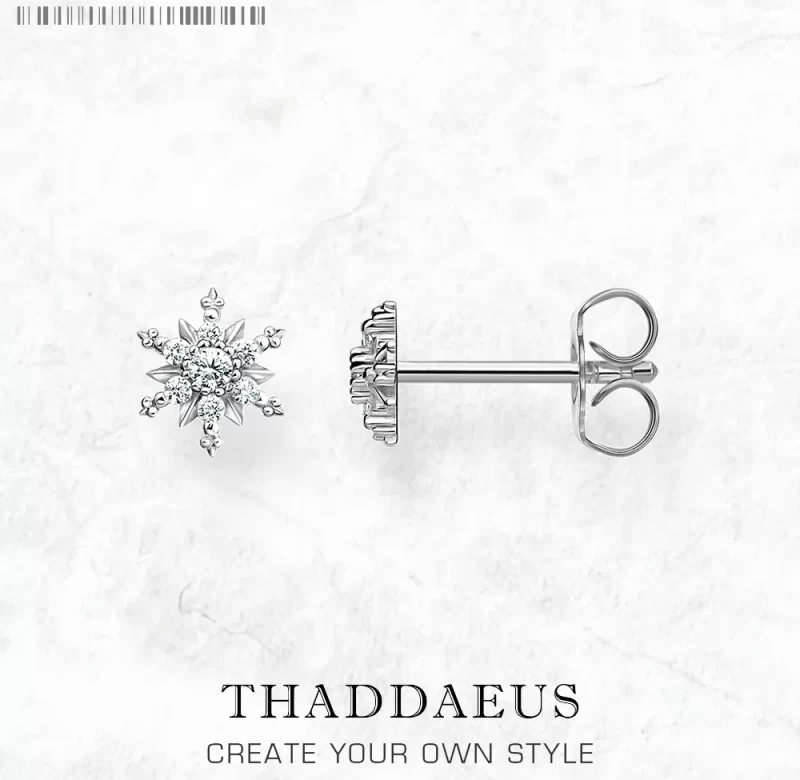 Stříbrné náušnice vločka se zirkony | šperk 2 ks