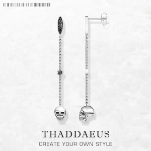 Stříbrné visací náušnice lebka vintage | šperk 2 ks