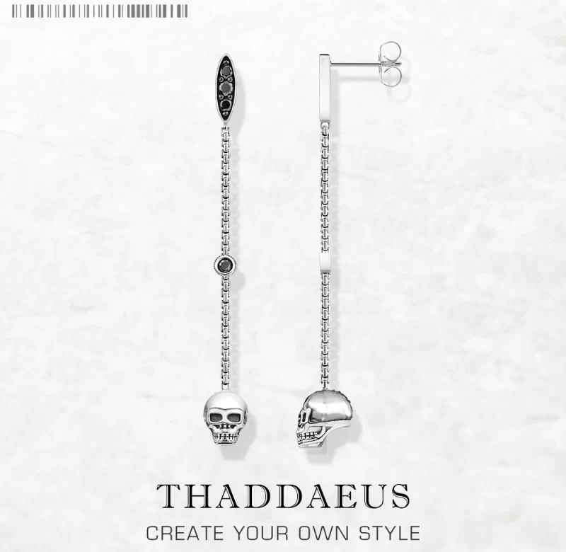 Stříbrné visací náušnice lebka vintage | šperk 2 ks