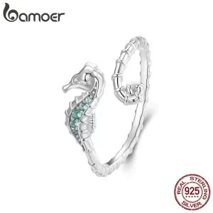 Stříbrný nastavitelný prsten mořský koník | šperk