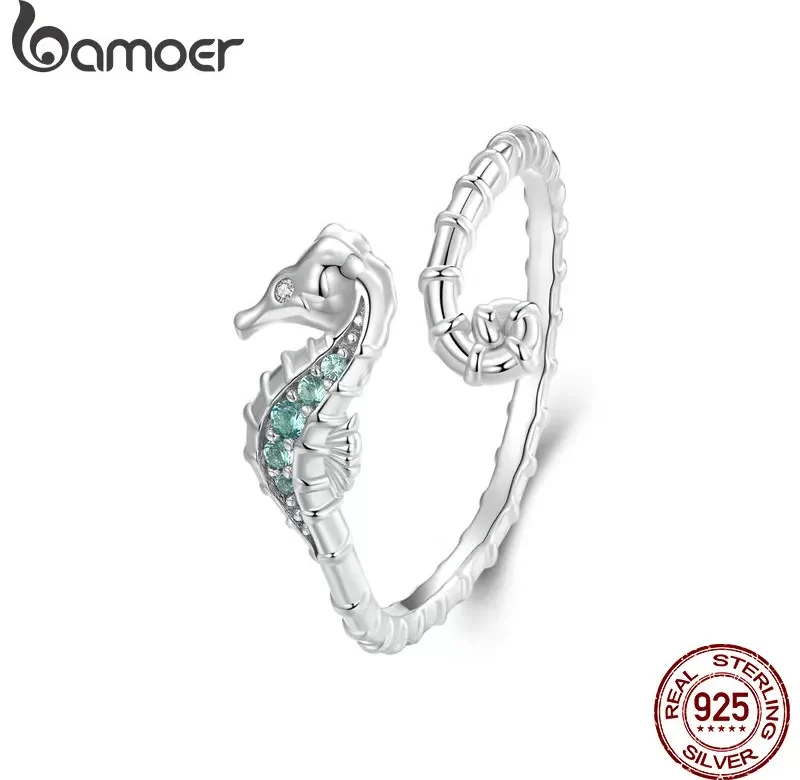 Stříbrný nastavitelný prsten mořský koník | šperk