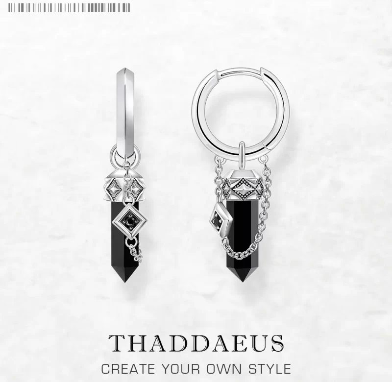 Stříbrné kruhové náušnice s onyxem | šperk 2 ks