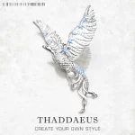 Stříbrný přívěsek fénix s modrým kamenem | šperk